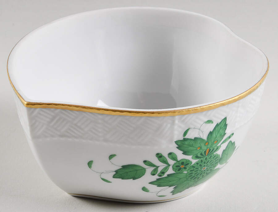 Chinese Bouquet Green (AV) 5" Heart Shape Bon Bon No Lid by Herend-1