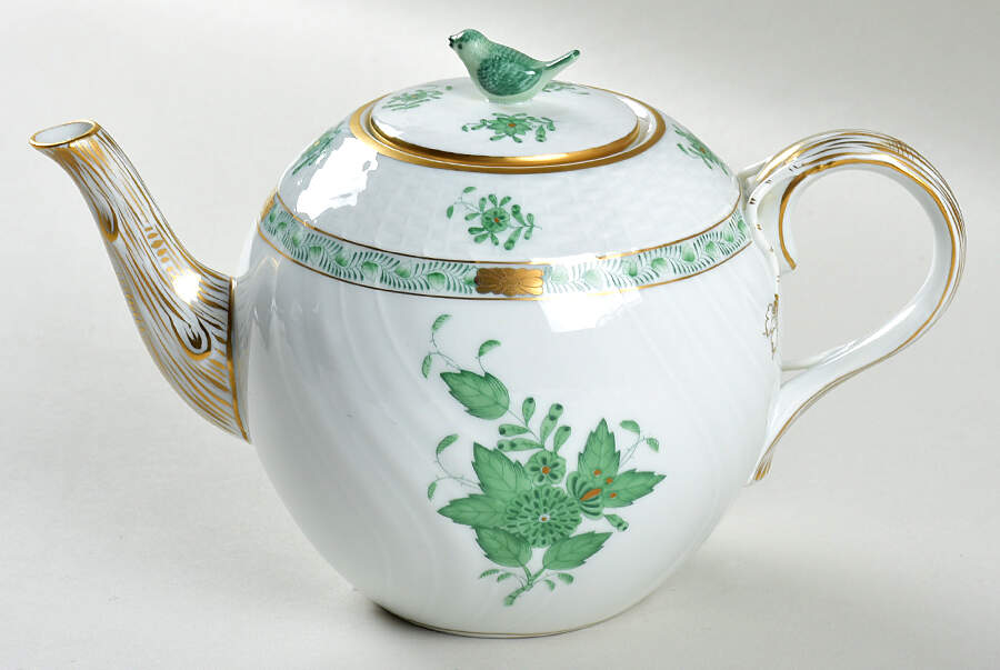 Chinese Bouquet Green (AV) Teapot & Lid by Herend-1