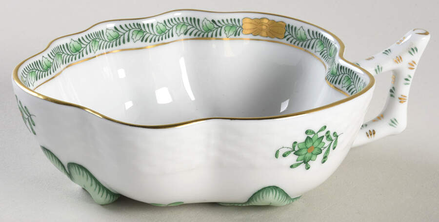 Chinese Bouquet Green (AV) Small Deep Leaf Dish by Herend-1