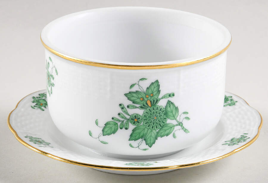 Chinese Bouquet Green (AV) Jam/Jelly w/Attached Underplate No Lid by Herend-1