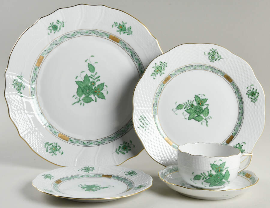 Chinese Bouquet Green (AV) 40  Piece Estate Set by Herend-1