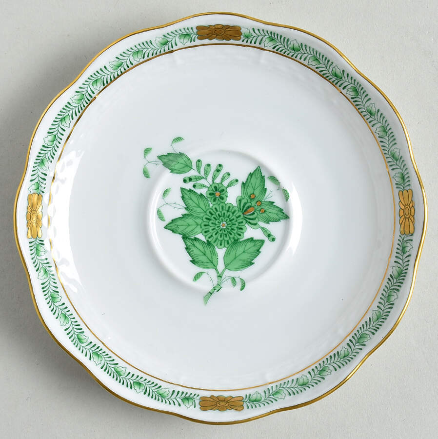 Chinese Bouquet Green (AV) Saucer for Flat Cup by Herend-1