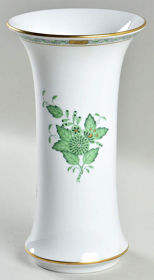 Chinese Bouquet Green (AV) 8" Flared Vase by Herend-1