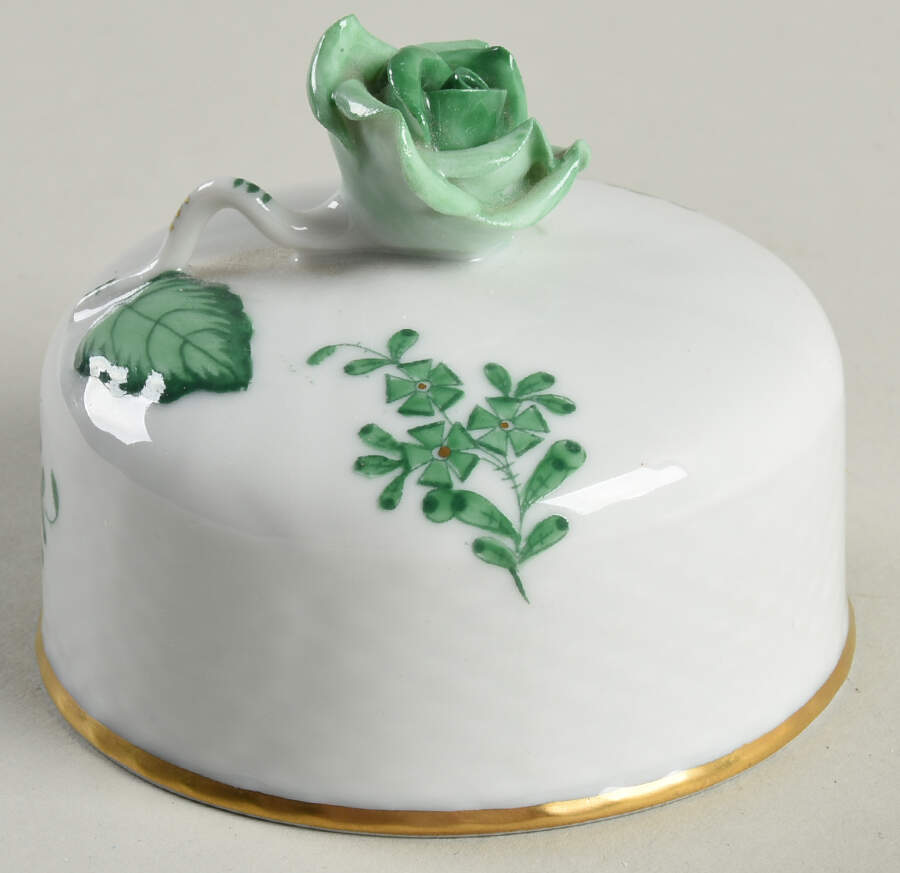 Chinese Bouquet Green (AV) Lid for Small Ginger Jar by Herend-1