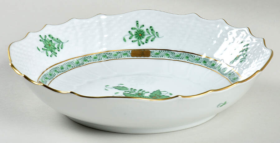 Chinese Bouquet Green (AV) Individual Dinner Bowl by Herend-1