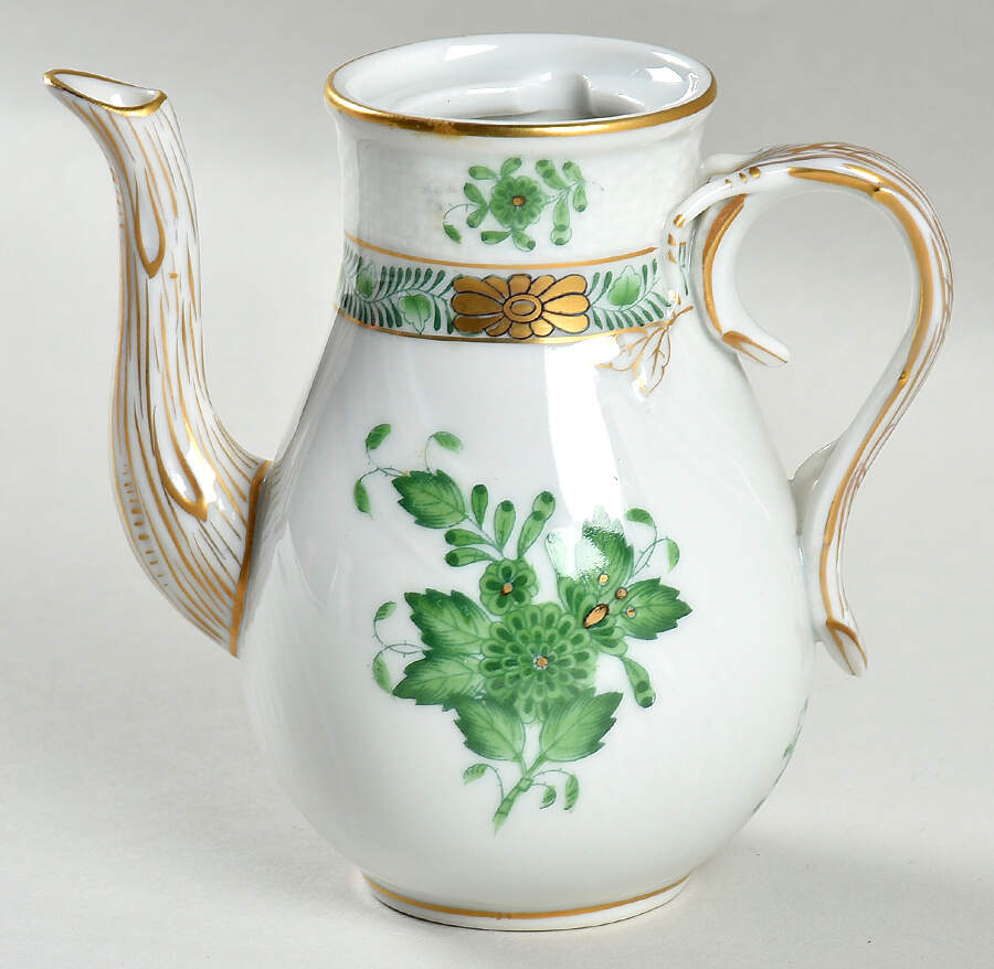 Chinese Bouquet Green (AV) Individual Coffee Pot No Lid by Herend-1