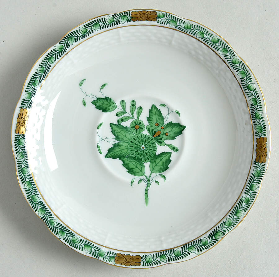Chinese Bouquet Green (AV) Saucer for Footed Cup by Herend-1