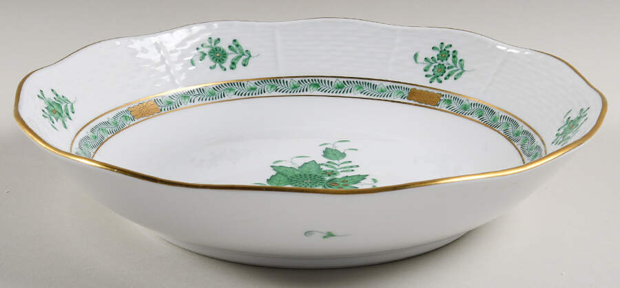 Chinese Bouquet Green (AV) 10" Round Vegetable Bowl by Herend-1