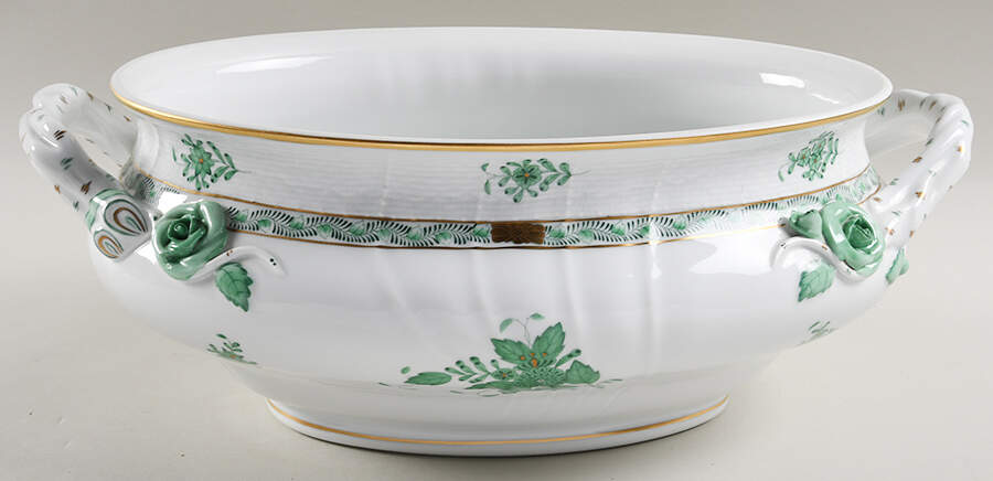 Chinese Bouquet Green (AV) Oval Tureen No Lid by Herend-1