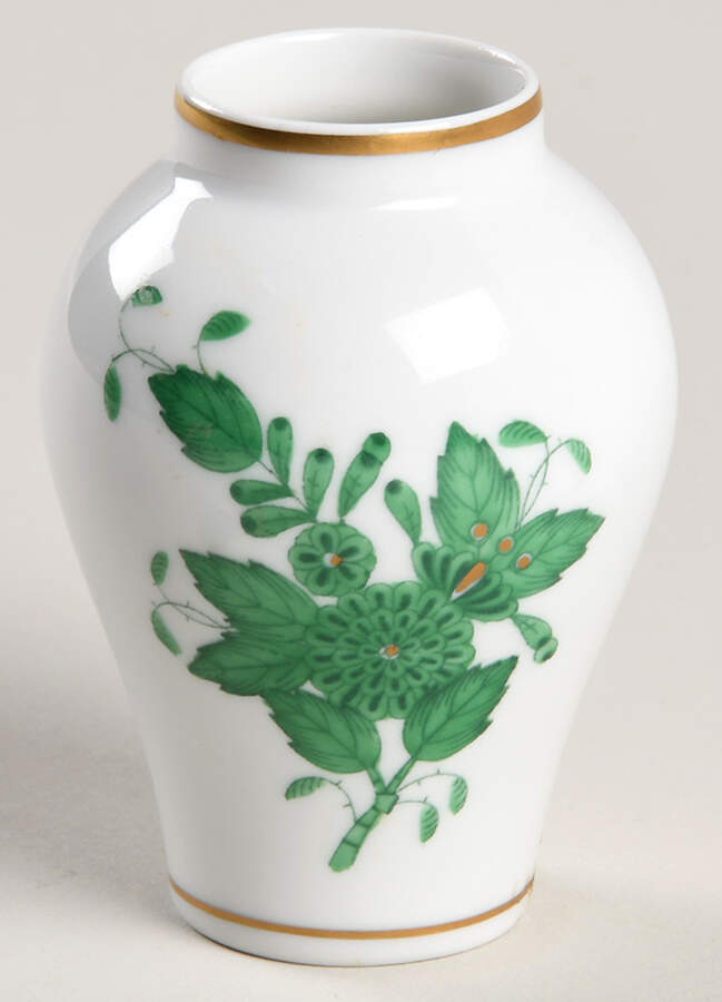 Chinese Bouquet Green (AV) Small Covered Vase No Lid by Herend-1