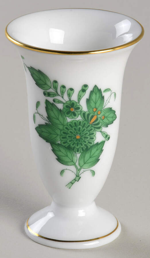 Chinese Bouquet Green (AV) 2" Mini Bud Vase by Herend-1