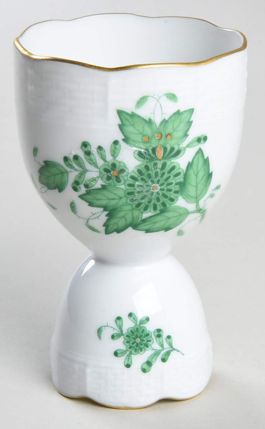 Chinese Bouquet Green (AV) Double Egg Cup by Herend-1