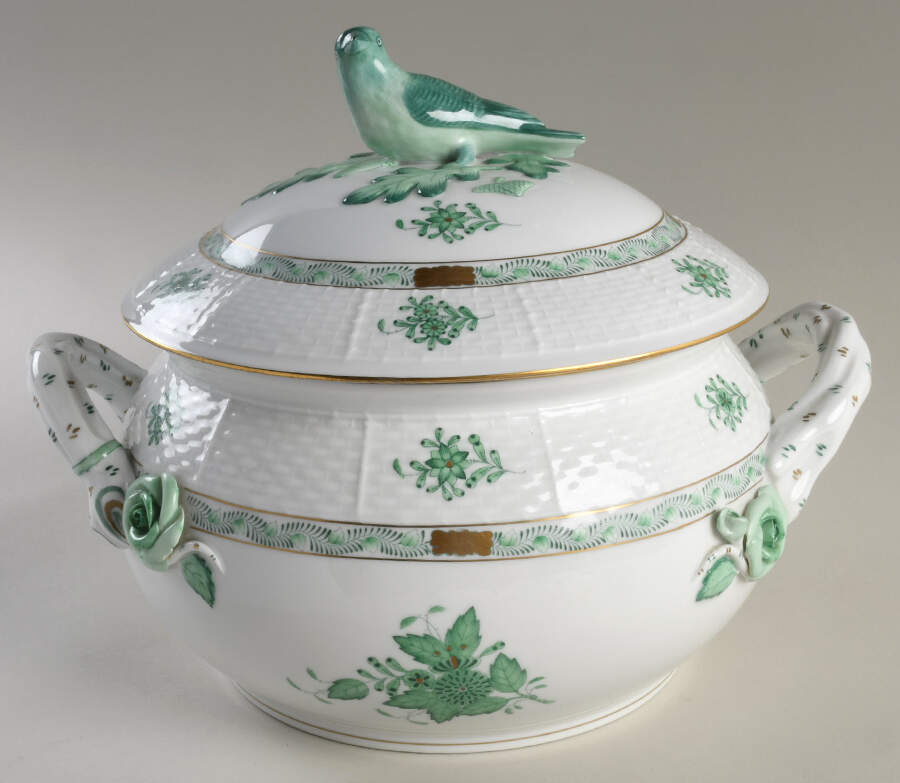 Chinese Bouquet Green (AV) Tureen & Lid by Herend-1