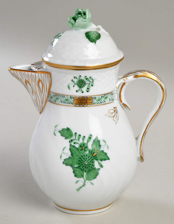 Chinese Bouquet Green (AV) Mini Coffee Pot & Lid by Herend-1