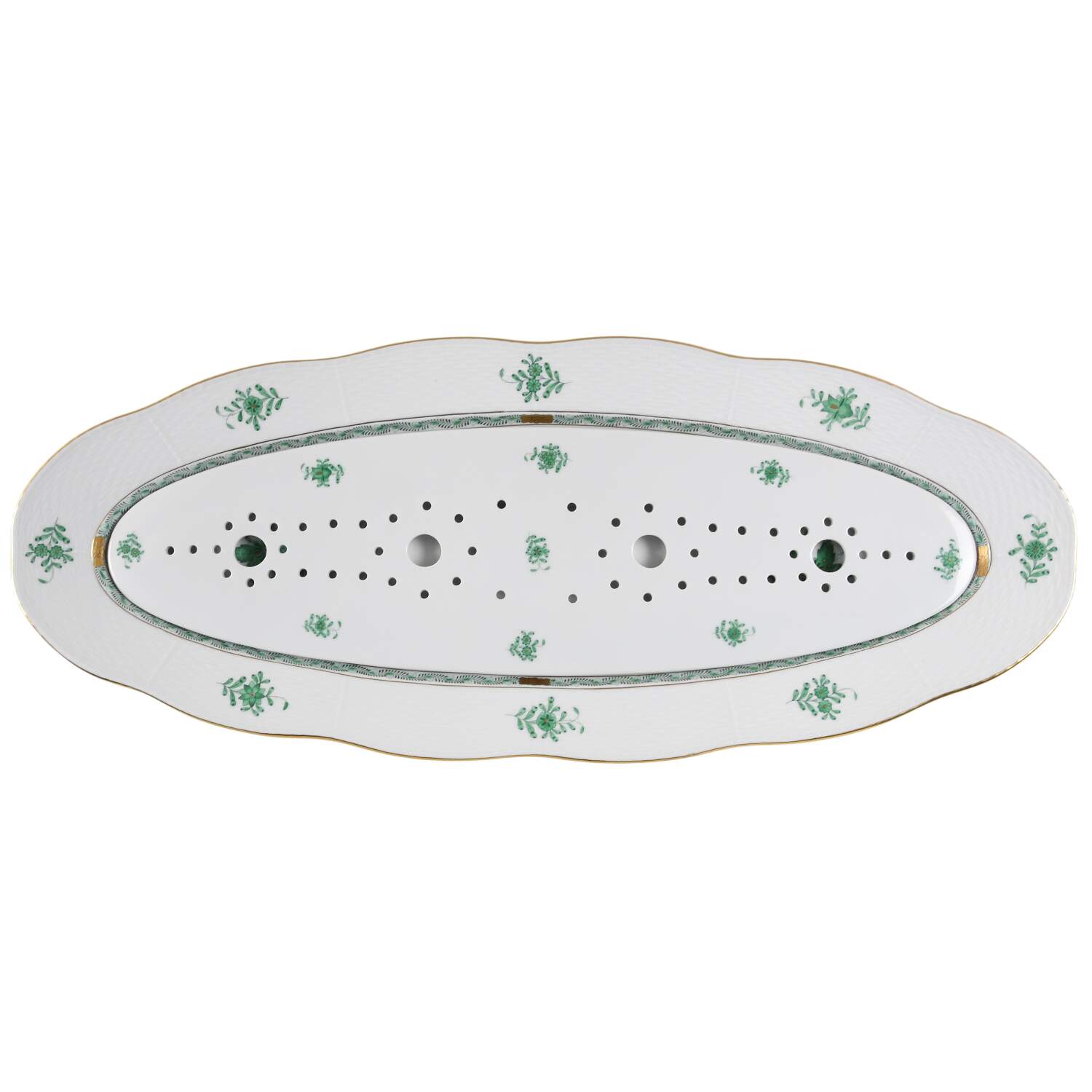 Chinese Bouquet Green (AV) 23" Fish Platter & Strainer 23" by Herend-1