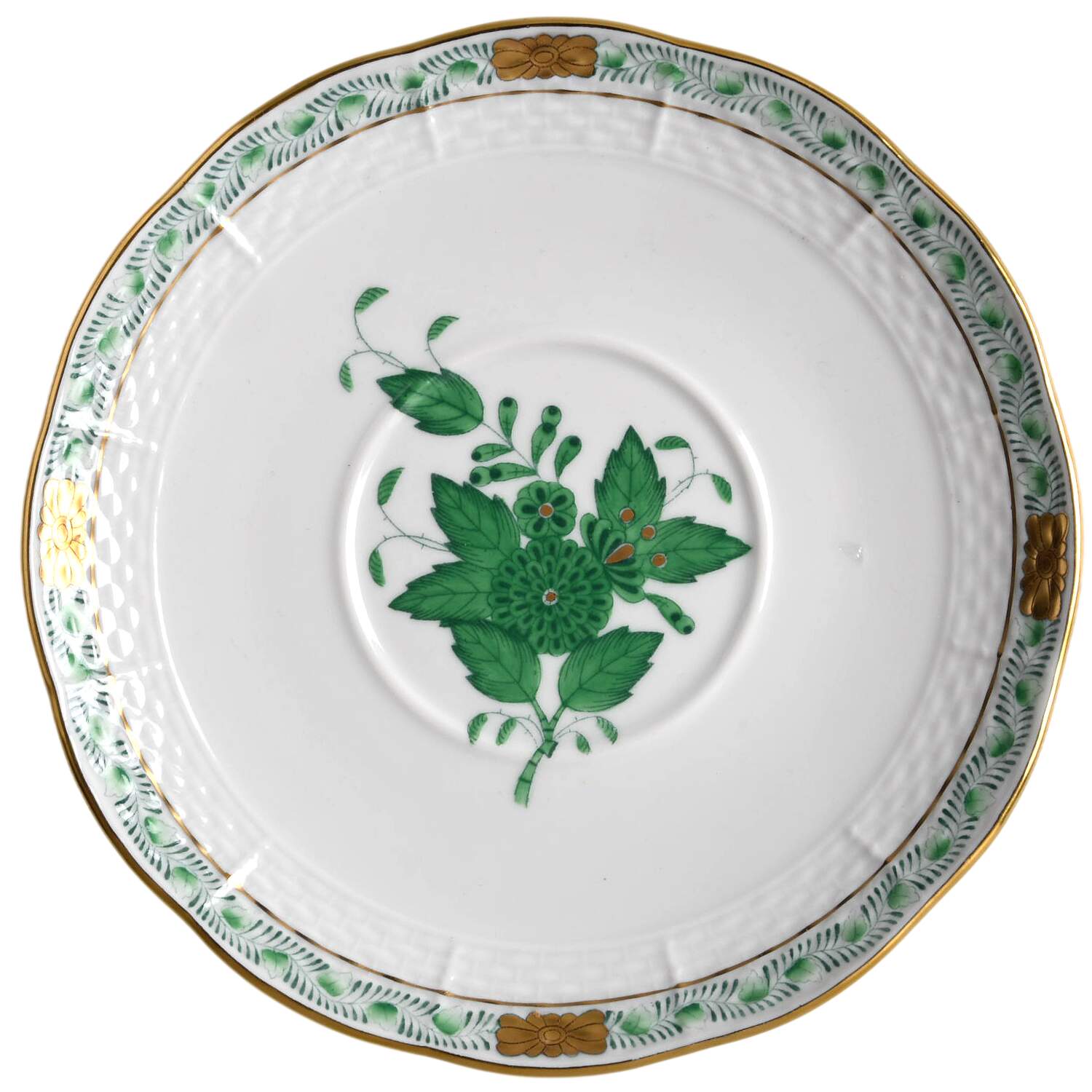 Chinese Bouquet Green (AV) Saucer for Bouillon Cup by Herend-1