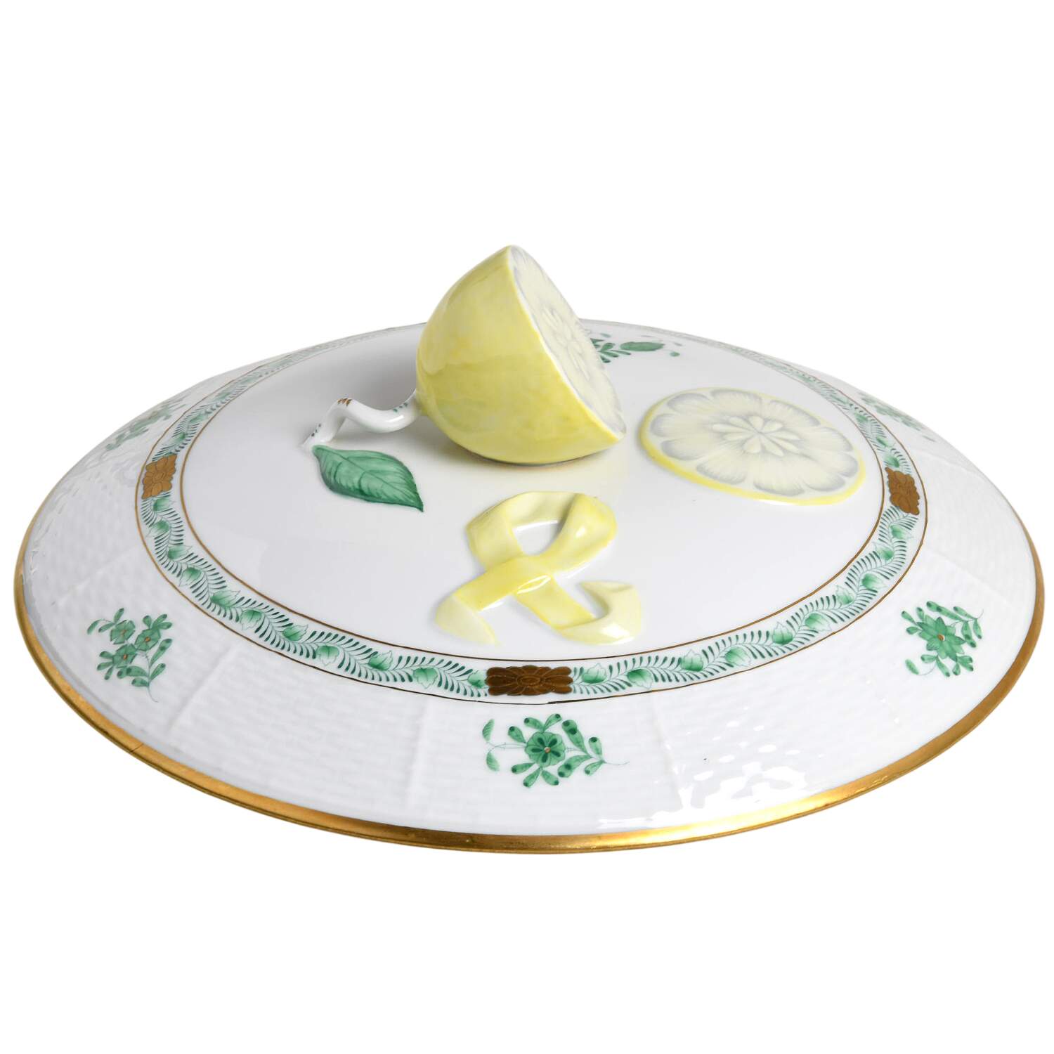 Chinese Bouquet Green (AV) Lid for Round Vegetable by Herend-1
