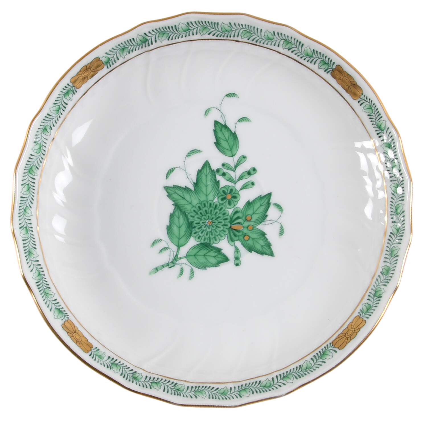 Chinese Bouquet Green (AV) Saucer for Flat Cream Soup Bowl by Herend-1