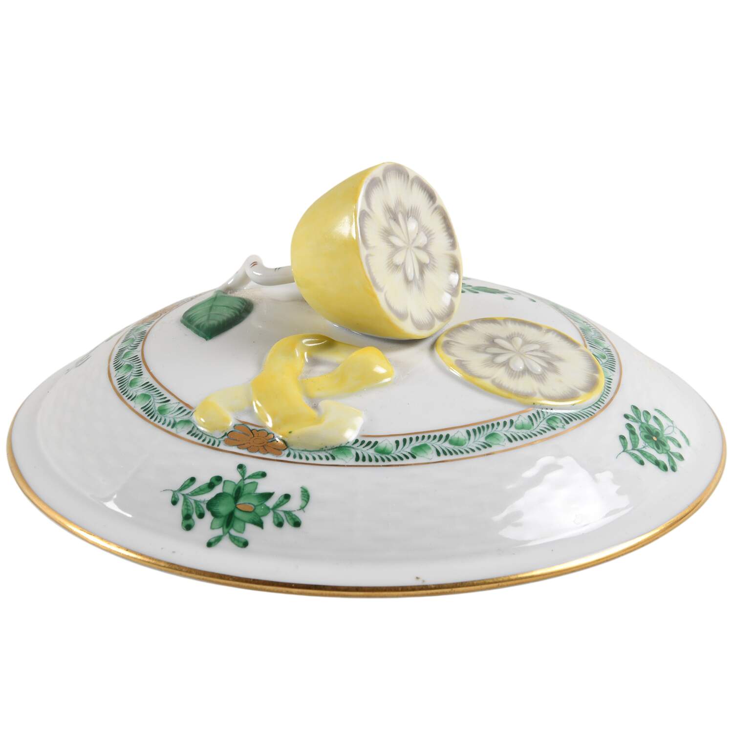 Chinese Bouquet Green (AV) Lid for Small Round Vegetable by Herend-1