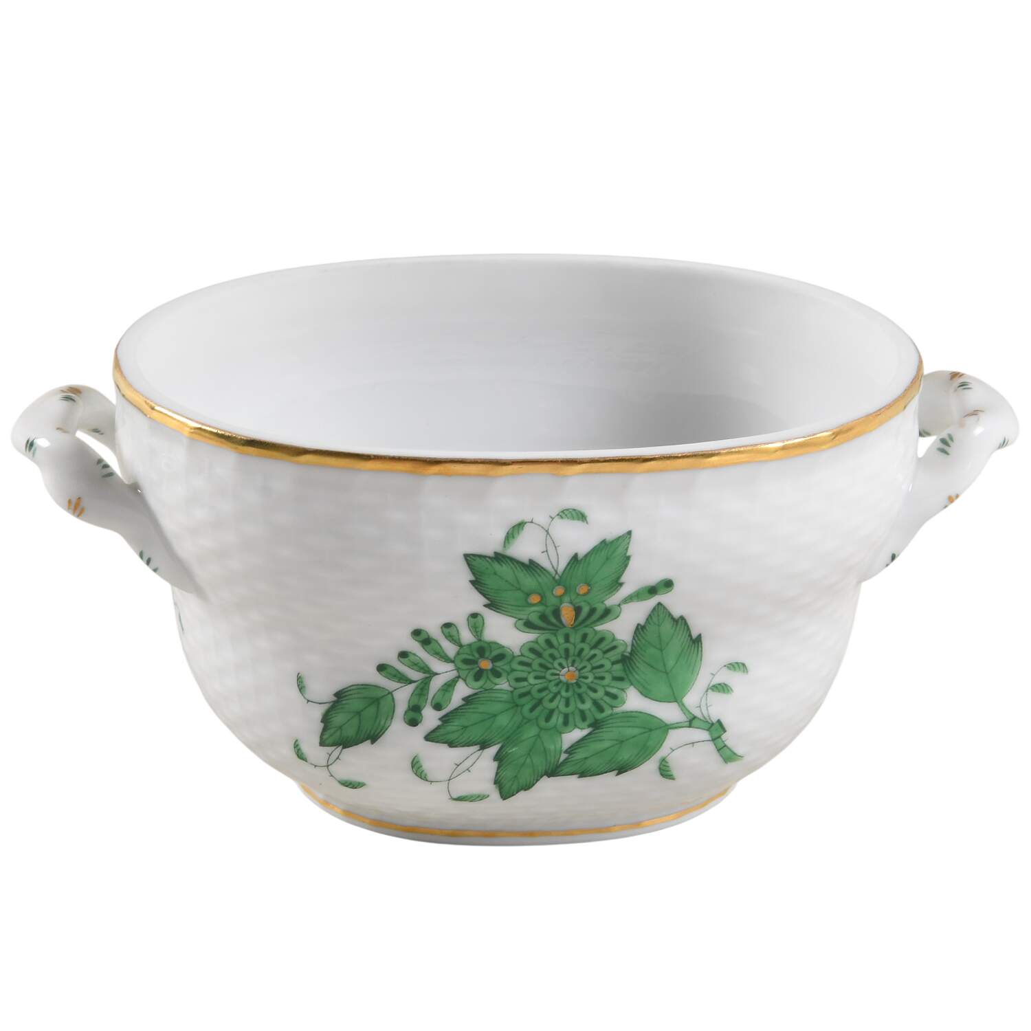 Chinese Bouquet Green (AV) 4" Oval Bon Bon No Lid by Herend-1