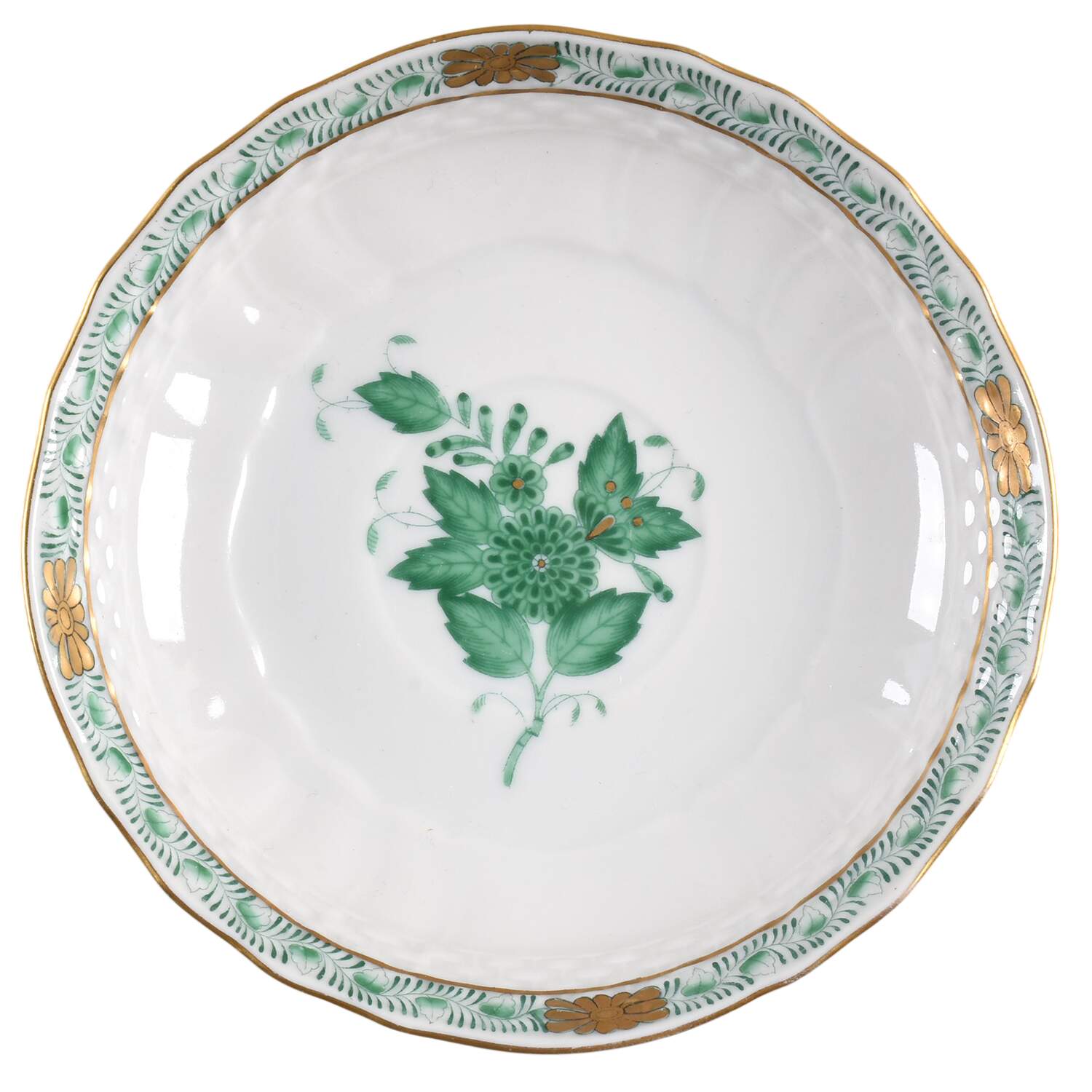 Chinese Bouquet Green (AV) Saucer for Flat Cup by Herend-1