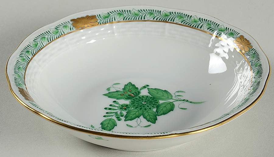Chinese Bouquet Green (AV) Fruit/Dessert (Sauce) Bowl by Herend-1