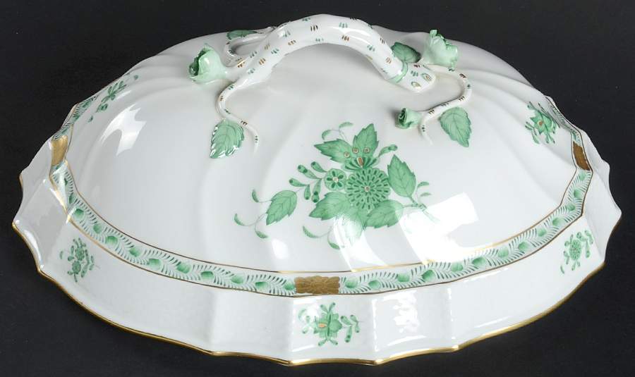 Chinese Bouquet Green (AV) Lid for Oval Tureen by Herend-1