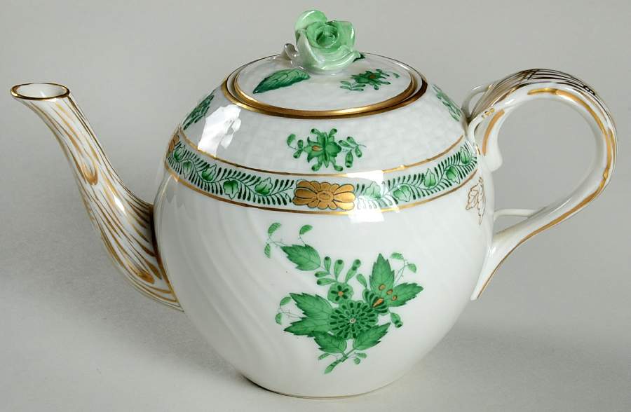 Chinese Bouquet Green (AV) Individual Teapot & Lid by Herend-1