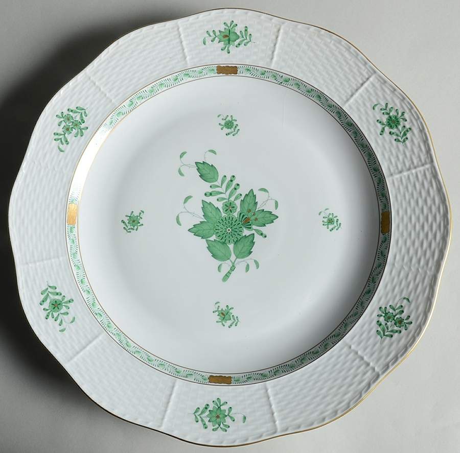 Chinese Bouquet Green (AV) 13" Chop Plate (Round Platter) by Herend-1