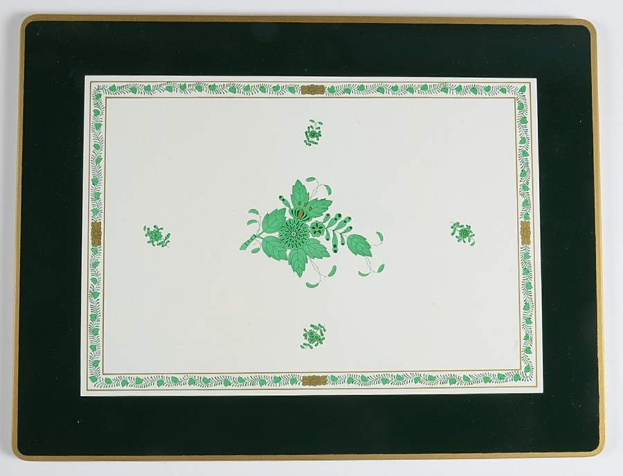 Chinese Bouquet Green (AV) Corkboard Placemat by Herend-1