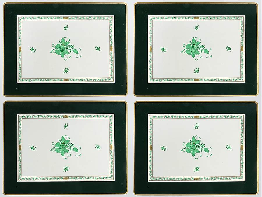 Chinese Bouquet Green (AV) Corkboard Placemat - Set of 4 by Herend-1