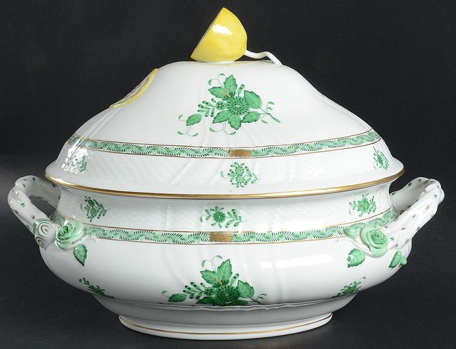 Chinese Bouquet Green (AV) Tureen & Lid by Herend-1
