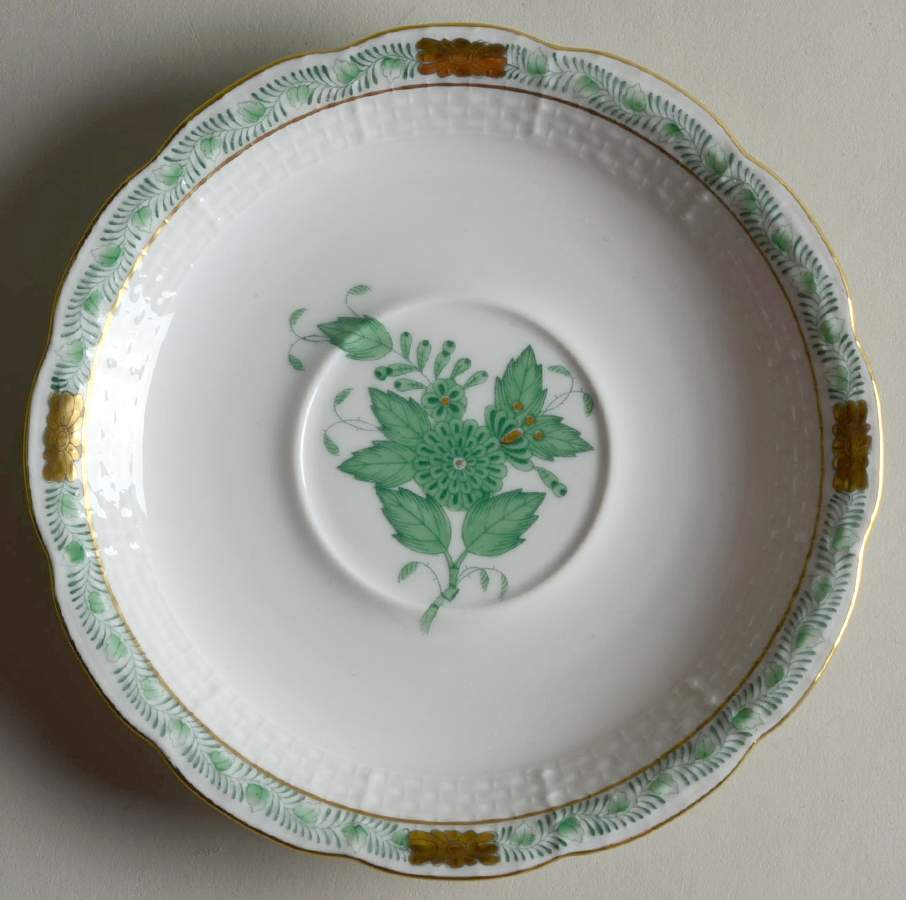 Chinese Bouquet Green (AV) Saucer for Footed Cup by Herend-1