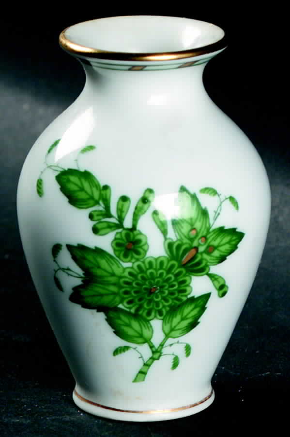 Chinese Bouquet Green (AV) 2" Mini Bud Vase by Herend-1