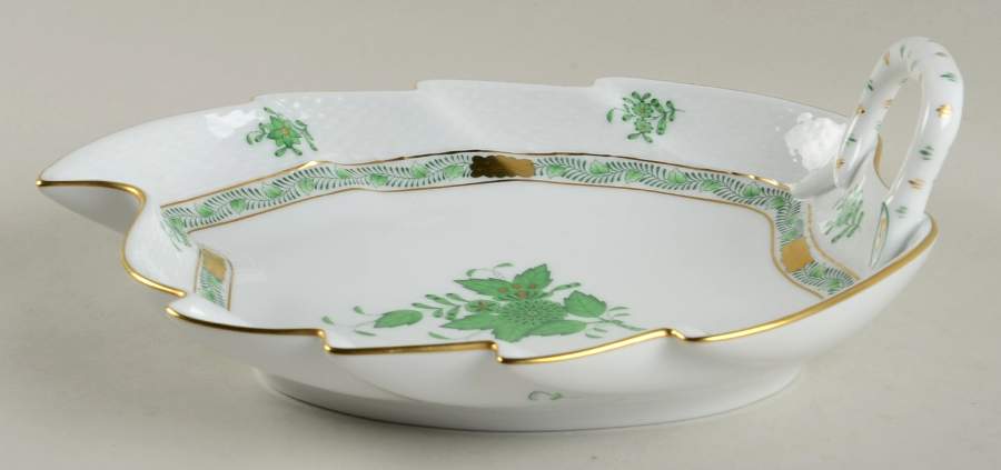 Chinese Bouquet Green (AV) 9" Leaf Dish by Herend-1