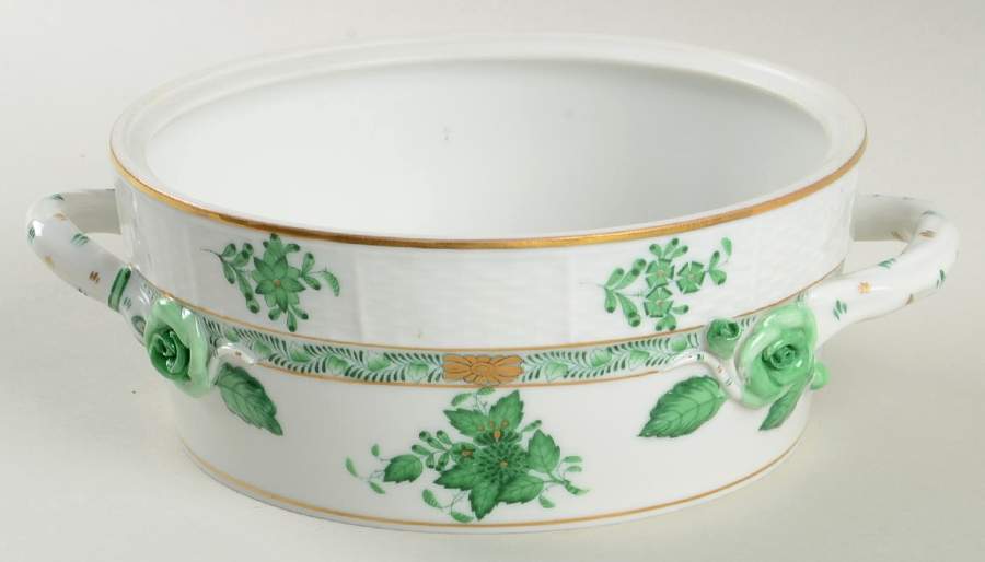 Chinese Bouquet Green (AV) Small Round Vegetable No Lid by Herend-1