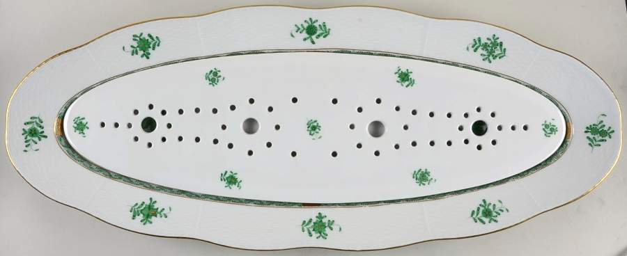 Chinese Bouquet Green (AV) 24' Fish Platter & Strainer by Herend-1