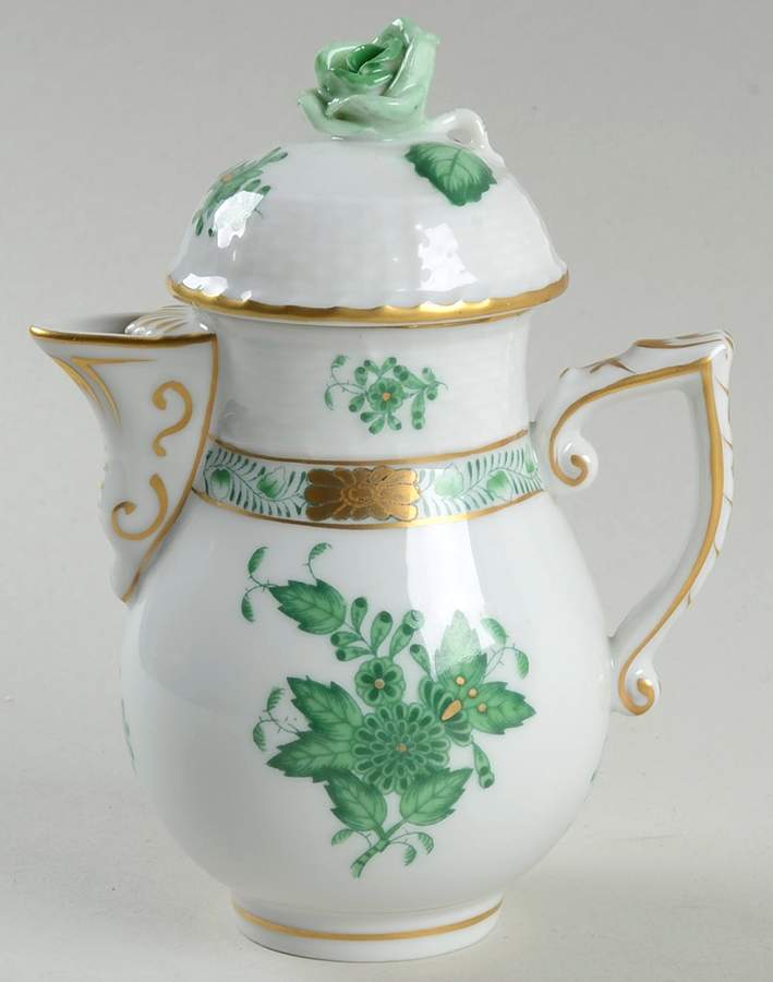 Chinese Bouquet Green (AV) Individual Coffee Pot & Lid by Herend-1