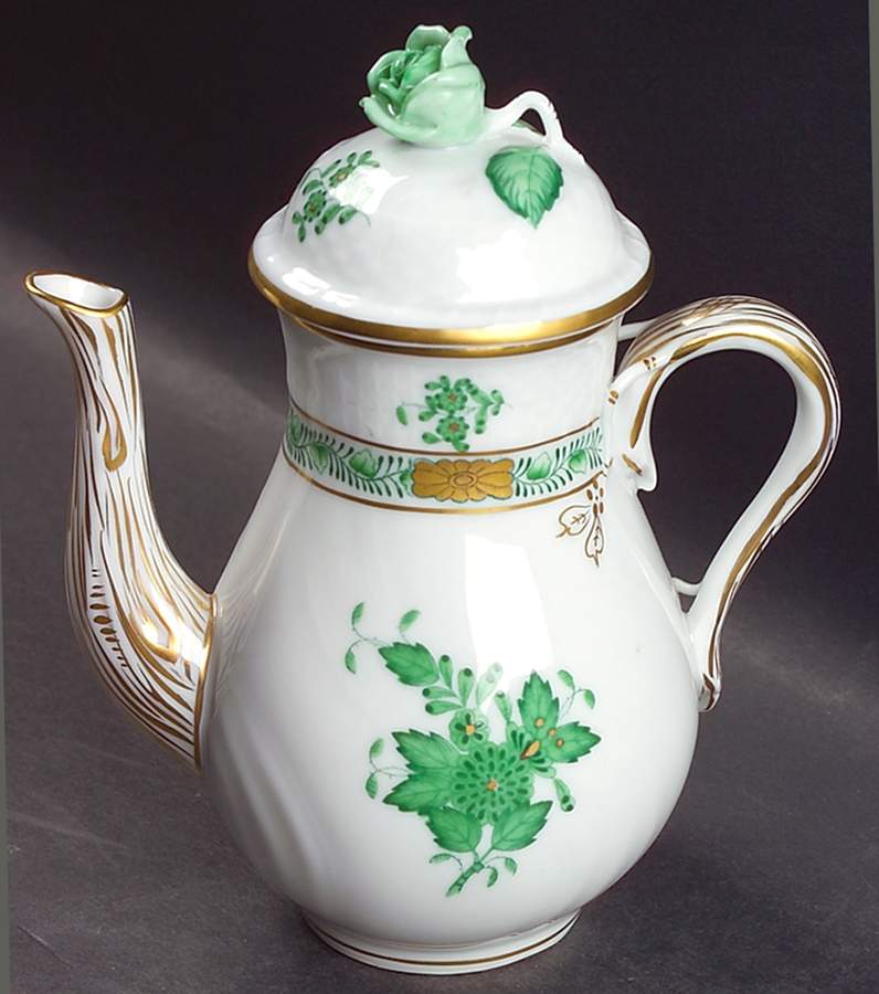 Chinese Bouquet Green (AV) Individual Chocolate Pot & Lid by Herend-1