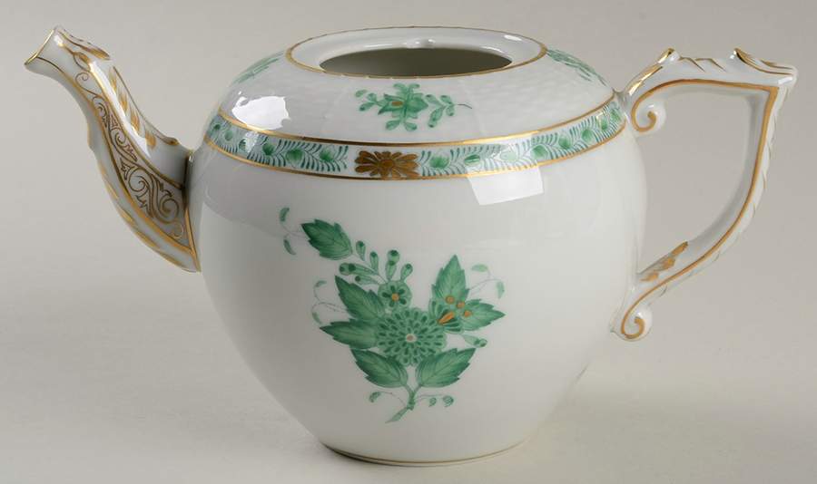 Chinese Bouquet Green (AV) Small Teapot No Lid by Herend-1