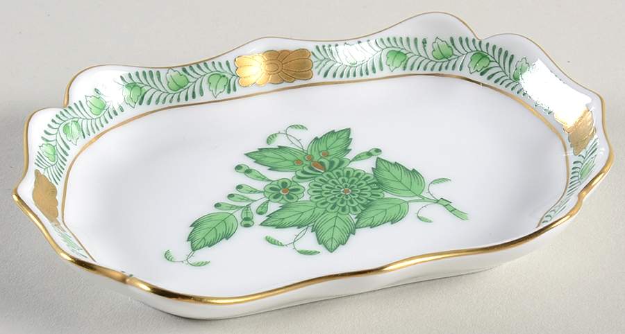 Chinese Bouquet Green (AV) 4" Rectangular Ashtray by Herend-1