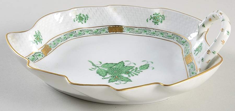 Chinese Bouquet Green (AV) 7" Leaf Dish by Herend-1