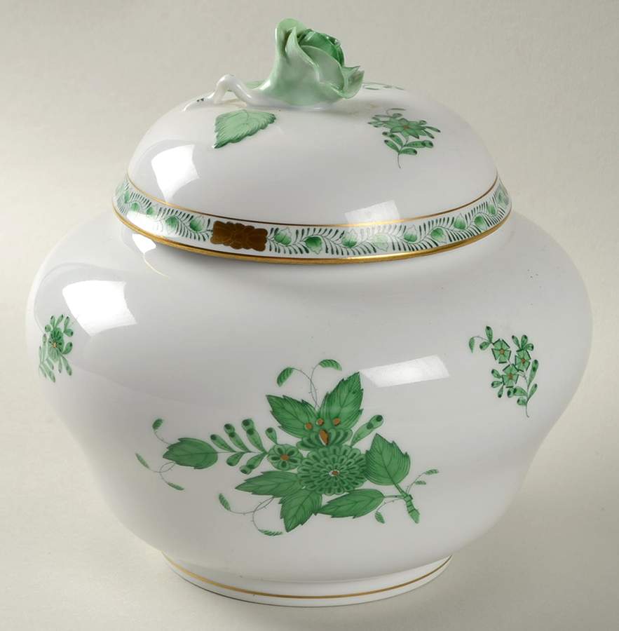 Chinese Bouquet Green (AV) Medium Ginger Jar & Lid by Herend-1