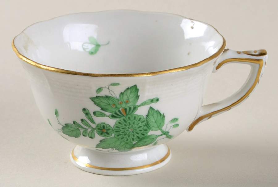 Chinese Bouquet Green (AV) Footed Demitasse Cup by Herend-1