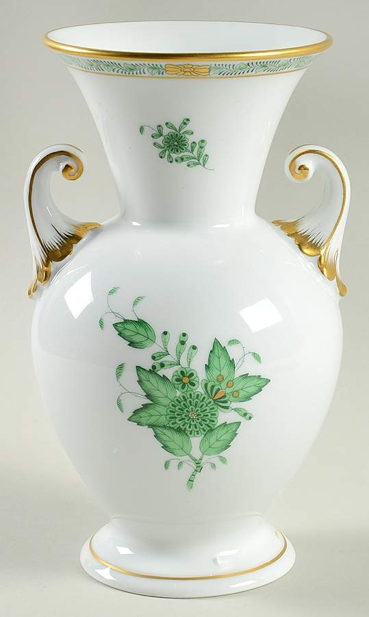 Chinese Bouquet Green (AV) 8" Urn Shaped Vase by Herend-1