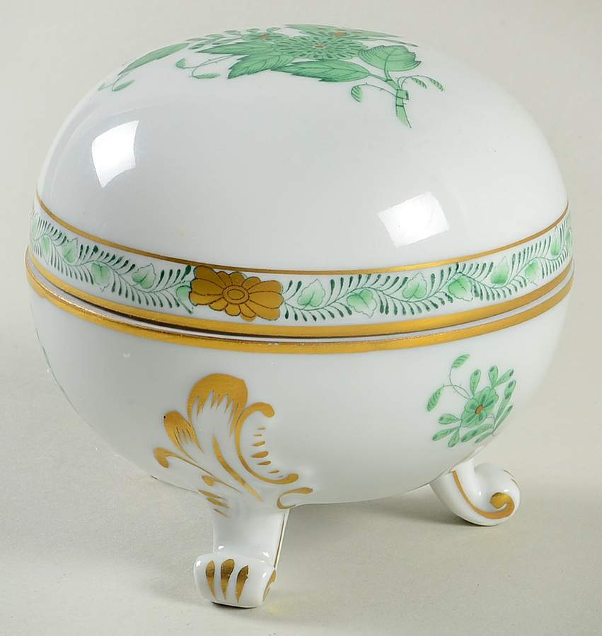 Chinese Bouquet Green (AV) Candy Box & Lid by Herend-1