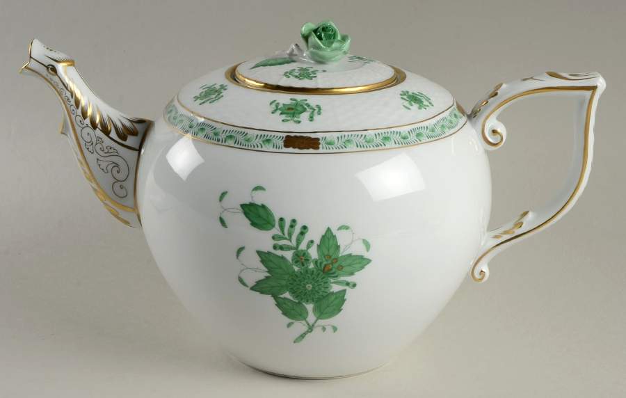 Chinese Bouquet Green (AV) Teapot & Lid by Herend-1