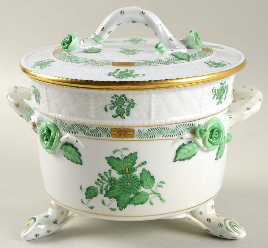 Chinese Bouquet Green (AV) Biscuit Box & Lid by Herend-1