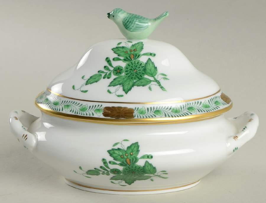 Chinese Bouquet Green (AV) Mini Tureen & Lid by Herend-1