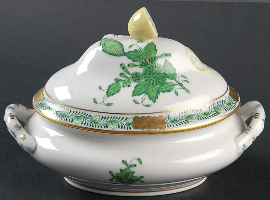 Chinese Bouquet Green (AV) Mini Tureen & Lid by Herend-1